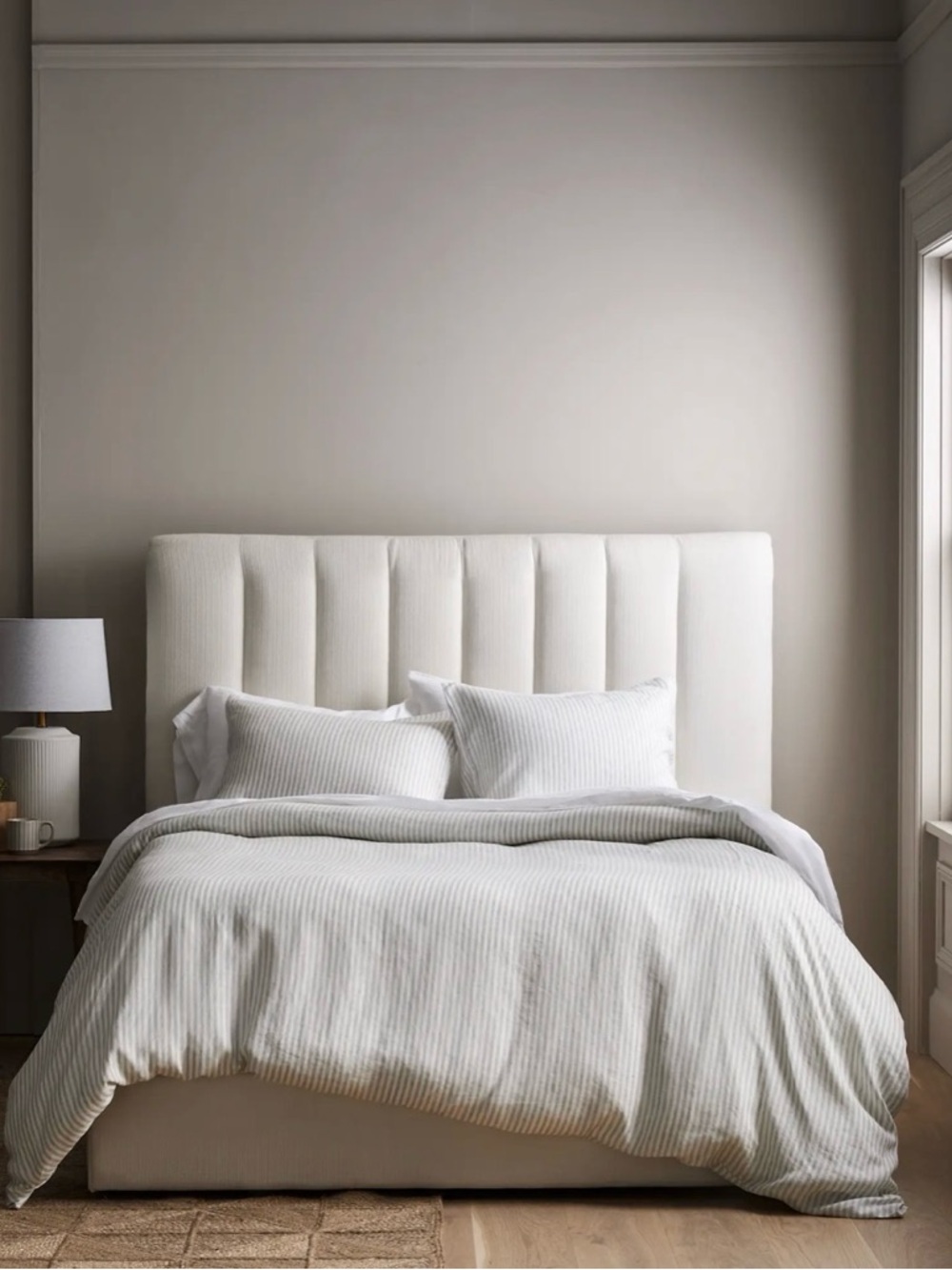 NWOT QUINCE European Linen Duvet Cover Set Mist Stripe Full/Queen 3 Piece - Picture 4 of 7